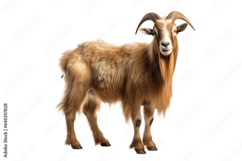 Mountain Goat Up Close Isolated on a Transparent PNG Background. Generative Ai