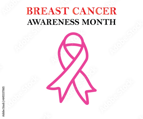 Breast Cancer Awareness Month of October with ribbon Vector illustration