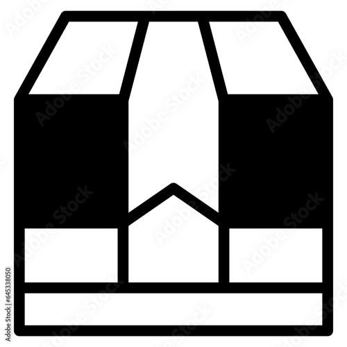 Box line icons. Empty open shipping box or unboxing line art