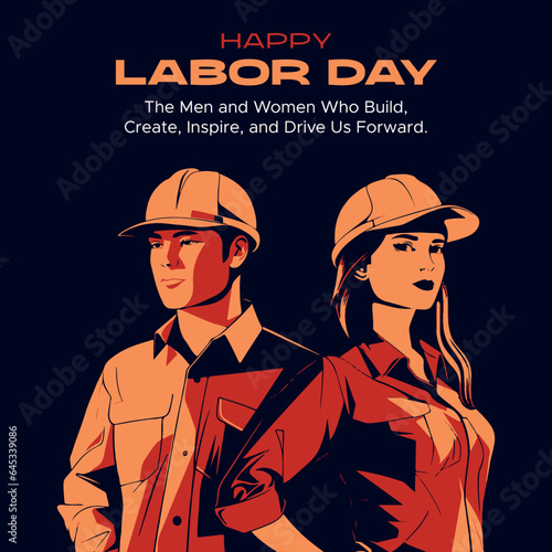 Happy Labor Day Social Media Post - Worker's Rights, American Labor Movement, Labor Union, Public Holiday, Labor Day Weekend