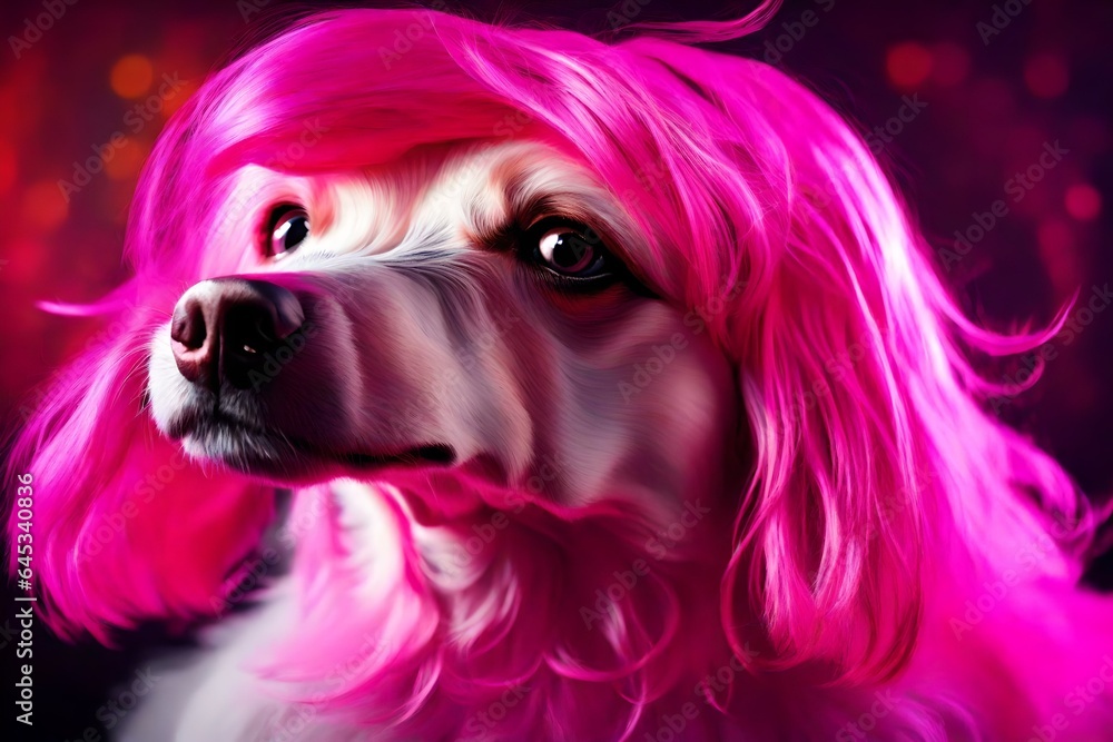 pink dog with hair