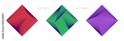 Set of Rhombic Graphic Elements. Abstract Geometric Linear Symbols. Vector Flat Illustration.