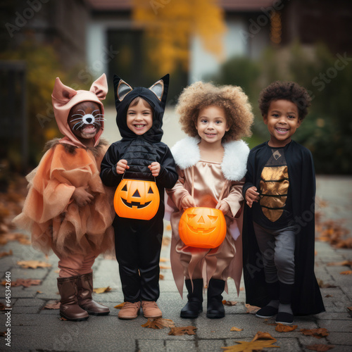lifestyle photo halloween costumes on children. Fototapeta