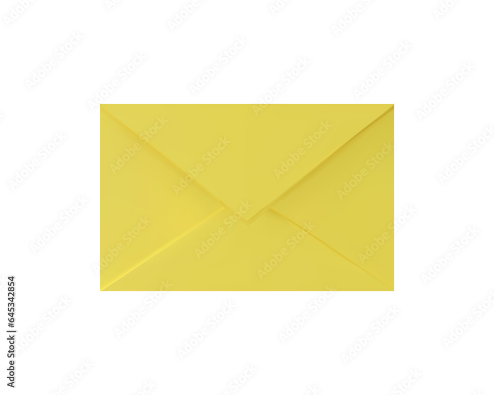 3D render blank yellow letter paper front view. Realistic vector illustration in plastic style. Email message symbol for business, office. Delivery envelope plasticine. Way of communication 3D render blank yellow letter paper front view. Realistic vector illustration in plastic style. Email message symbol for business, office. Delivery envelope plasticine. Way of communication