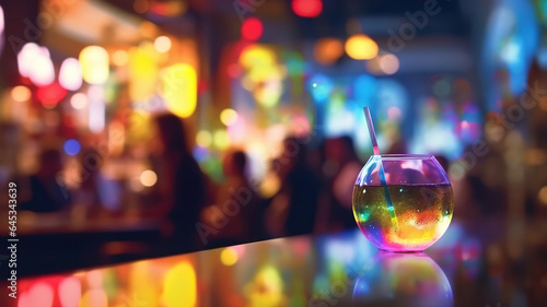 Blurred background of people sitting at restaurant  bar or night club. Generative Ai