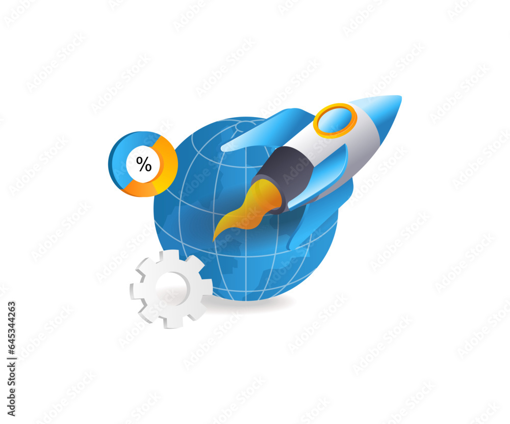 The rocket system glides above the earth The rocket system glides above the earth