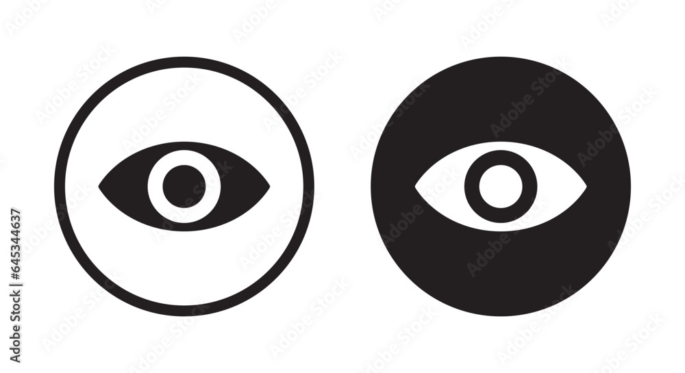 View, viewer, watch icon vector in black circle. Eye sign symbol View, viewer, watch icon vector in black circle. Eye sign symbol