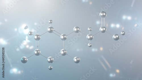2.4-dichlorophenoxyacetic acid molecular structure, 3d model molecule, herbicide, structural chemical formula view from a microscope photo