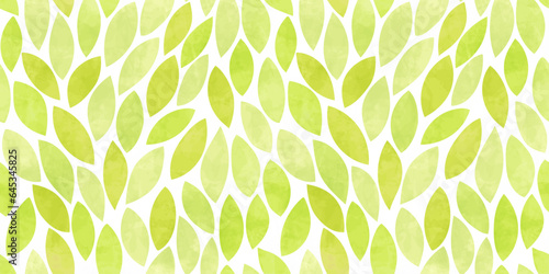 Green leaves seamless vector pattern. Watercolor tea leaf background, textured jungle print.