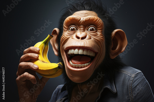 Chimpanzé utilisant une banane comme téléphone » IA générative © Maelgoa