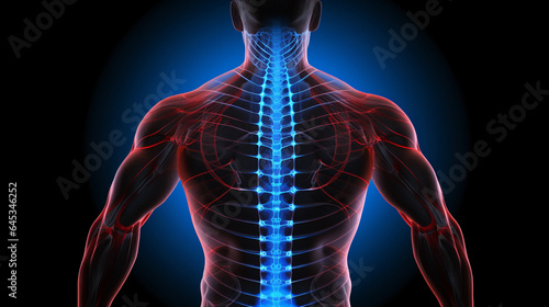 Wallpaper Mural 3D rendering of a man's spinal column. Generative Ai Torontodigital.ca