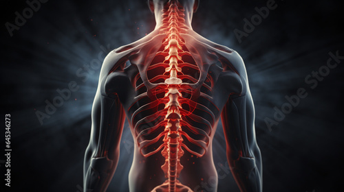 3D illustration of the spine. Generative Ai