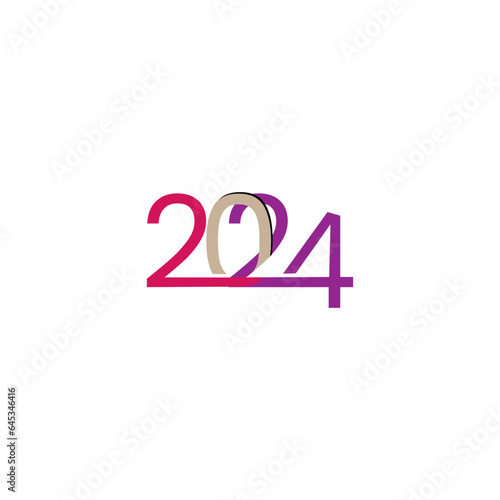 2024 calendar design elements elegant contrast numbers layout. People enters the year 2024, creative idea.Happy new year 2024 with retro typography concept.2024 logo icon, New Year logo. 