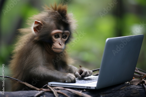 monkey using laptop