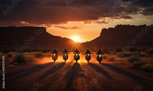 A group of motorcycle riders cruising together on a road © Debi Kurnia Putra