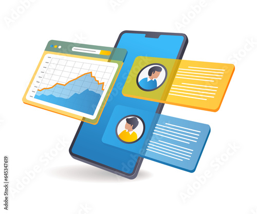 Smartphone chatting business analyst