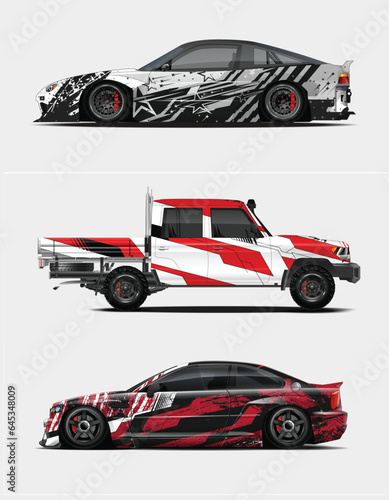 Vehicle wrap design vector. Graphic abstract stripe racing background kit designs for wrap 