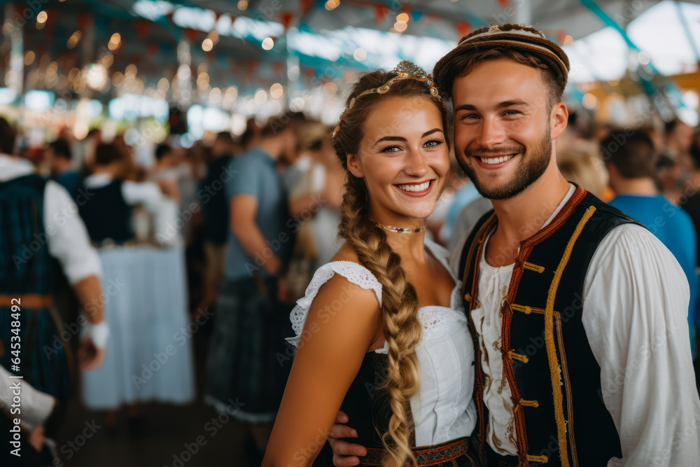 Oktoberfest, young couple smiling