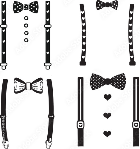 Set Of Suspender Bow Tie Clothing Illustration Vetor