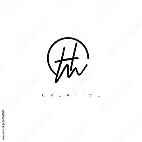 initial letter logo mark HM with circle monoline