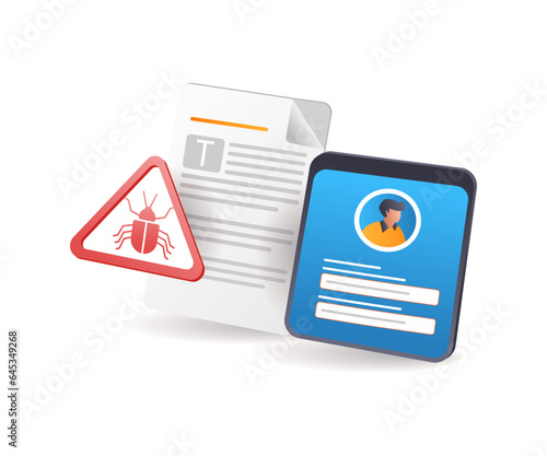 Search for malware viruses attacking personal data