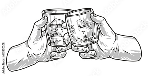 Hands with brandy monochrome sticker