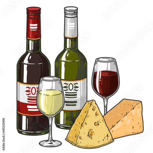 Wine drink colorful set emblems