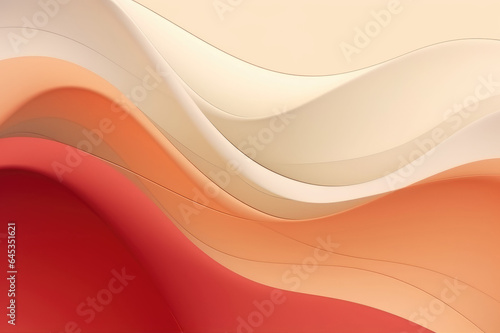 Abstract background with smooth lines in red, light brown and cream colors. Glowing wavy lines
