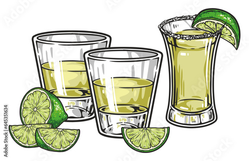 Tequila drink detailed emblem colorful