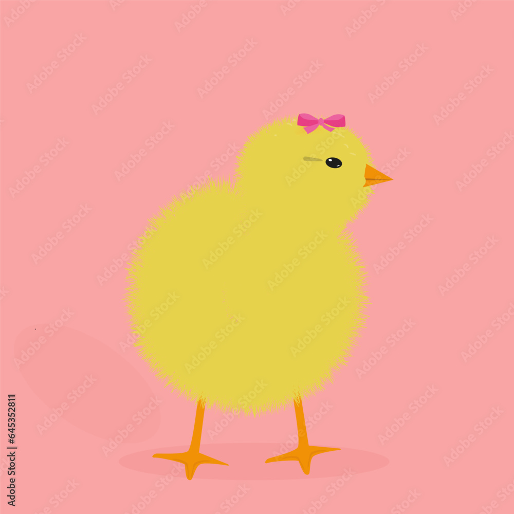 Cute chick with bow. Vector illustrarion Cute chick with bow. Vector illustrarion