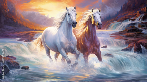 cavalos sobre as águas 