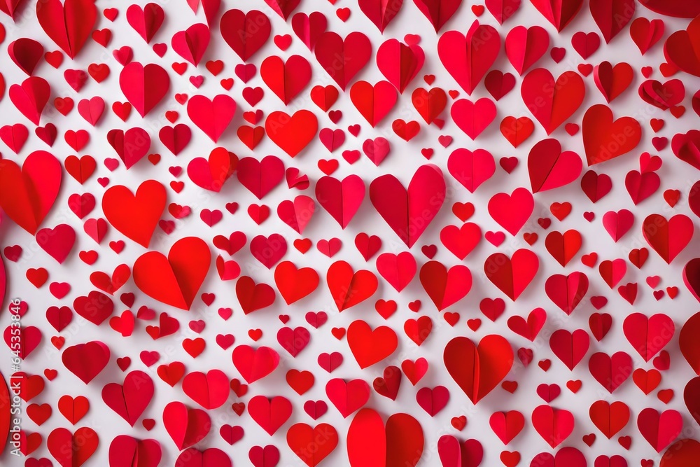 greetings backdrop numerous hearts paper sculpture on white background, romanticism red heart greetings backdrop numerous hearts paper sculpture on white background, romanticism red heart
