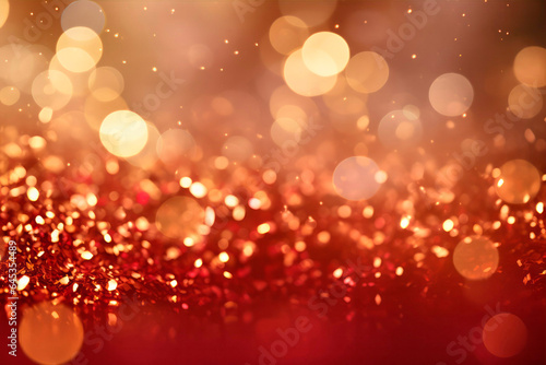 abstract background with Dark red and gold particle. Christmas Golden light shine particles bokeh on navy blue background. Gold foil texture. Holiday concept.