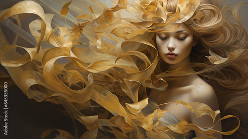 intimo folhas douradas arte luxo beldade 
