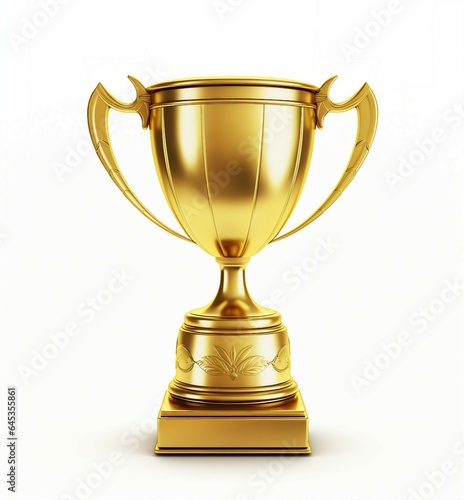 A golden trophy on a white background