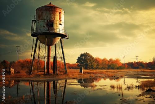 Old water tower. Generative AI