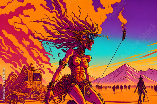 Burning man festival illustration design