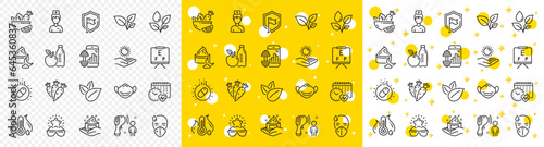 Outline Sick man, Doctor and Best glasses line icons pack for web with Fitness app, Cardio calendar, Carrots line icon. Skin care, Capsule pill, Fever temperature pictogram icon. Shield. Vector