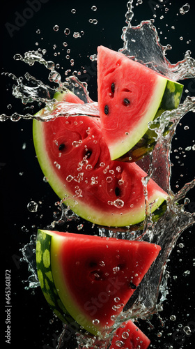 Splatter watermelon on a bright or neutral background.