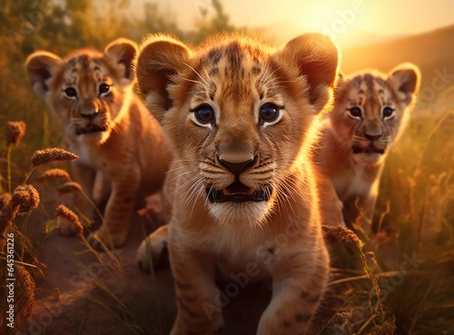 A group of young lions © cherezoff