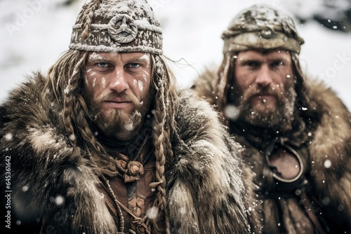 vikings in the winter in the scandinavian war