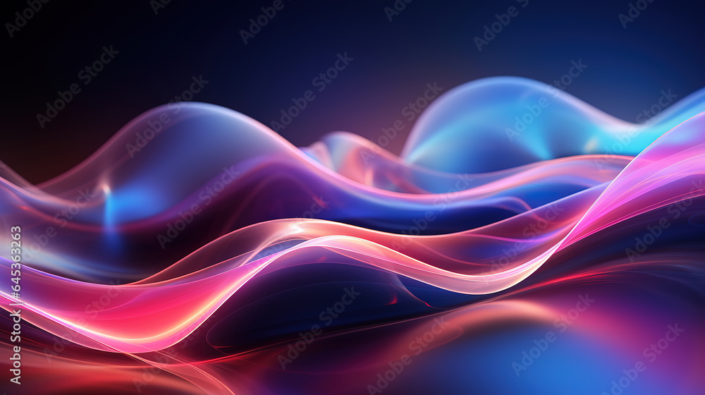 Fototapeta premium Abstract pink purple motion glow light trail with particles background. Generative Ai