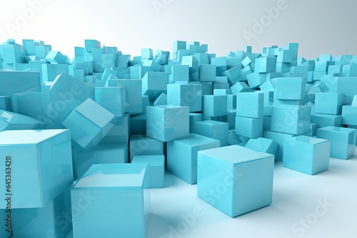 A vibrant arrangement of blue cubes in a spacious room