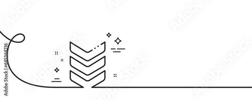 Shoulder strap line icon. Continuous one line with curl. Army reward sign. Best rank symbol. Shoulder strap single outline ribbon. Loop curve pattern. Vector