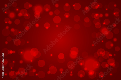 Christmas Lights, Red Bokeh Pattern Abstract Background. Happy New Year Wallpaper. Valentines Banner. Celebration. Backdrop. Vector Illustration
