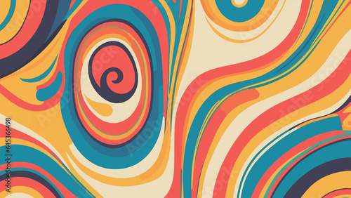 Abstract psychedelic groovy colorful wallpaper, background.