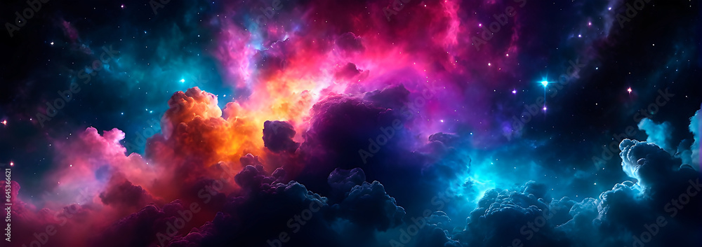 Abstract colorful space background in banner format