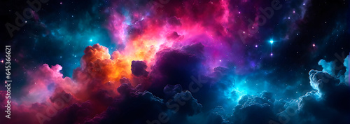 Abstract colorful space background in banner format