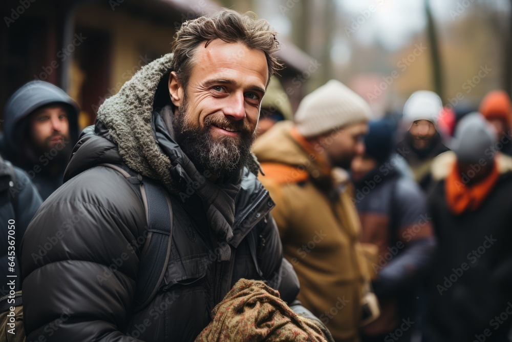 Charity Organization Distributing Warm Clothes, Generative AI Charity Organization Distributing Warm Clothes, Generative AI