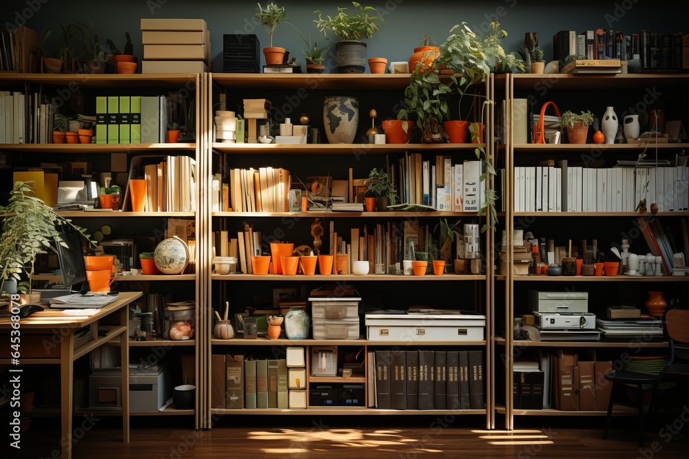  Consultancy Office With Shelves, Generative AI 